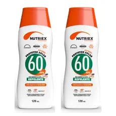 KIT 2 Protetor Solar Nutriex FPS 60 120ML Repelente Corporal Resistente a Água Profissional