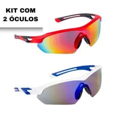 KIT Com 2 Óculos De Segurança Proteção Esportivo Steelflex Florence Vermelho e Azul Espelhado Com CA