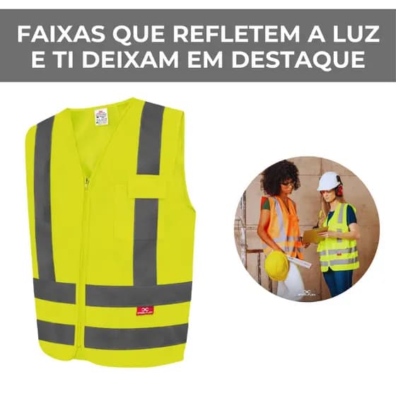 Colete Refletivo 1 Bolso Amarelo Fluorescente Steelflex Modelo blusão Profissional
