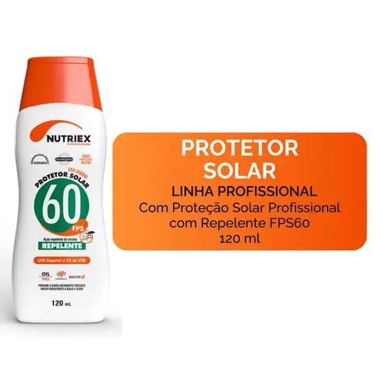 Protetor Solar Nutriex Profissional FPS 60 120ML EPI Repelente Facial Corporal Resistente a Água