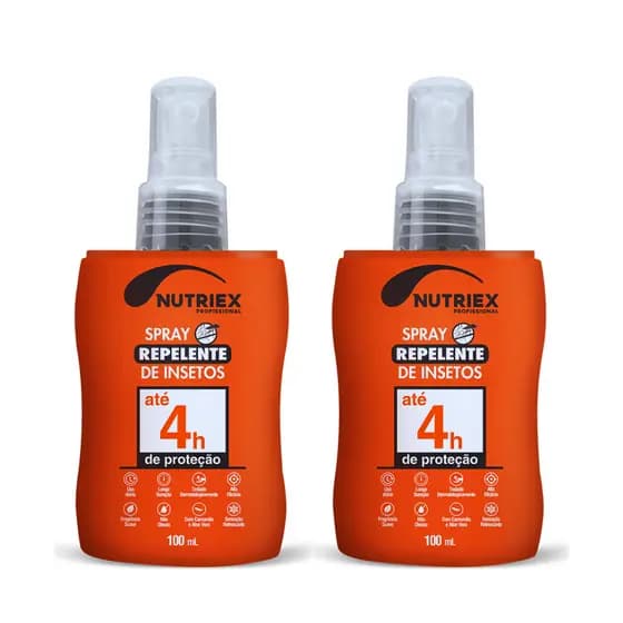 Repelente de Insetos Spray 4 horas 100ml Nutriex Kit 2 Contra Insetos Pernilongo Dengue