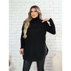 MONNEI Blusa Tricot Gola Alta com Fenda