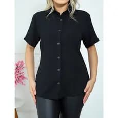 MONNEI Camisa Feminina Lisa Manga Curta Duna