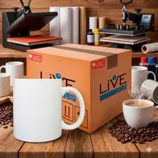 Caneca Brancas Porcelana Sublimação 325ml Live Caixa Com 36 Cor Branco