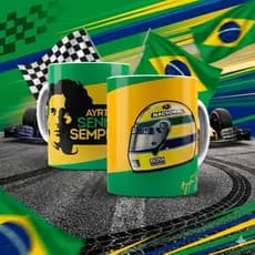 Caneca Personalizada Ayrton Senna Do Brasil Formula 1 / Corrida F1 Porcelana 325ml Presente Natal