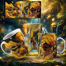 Caneca Orixás Reais Porcelana  - Umbanda Candomblé - Oxalá Oxum Iemanja Oxossi Xangô Iansã Oxumaré