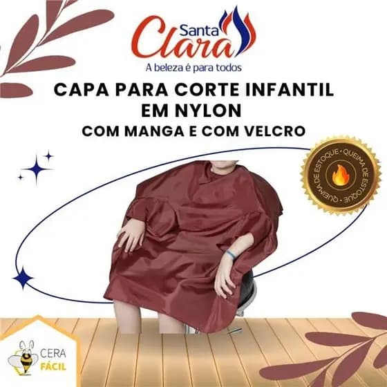 Capa de Corte Infantil em Nylon com Manga e Velcro Branca