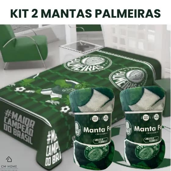 Manta Palmeiras Solteiro 150x200 Kit 2 Peças Jolitex Microfibra Macia Oficial