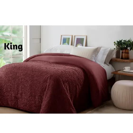 Edredon Jolitex Dupla Face Charmant King 2,20x2,40m Vinho Tannat - Toque Aveludado Premium: Maciez