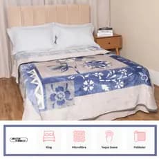 Cobertor Kyor Plus Chablis King 2,20mx2,40m AZUL/CD - Não Alérgico - Quentinho - Confortável - Macio