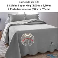 Colcha Cobre Leito Ultrasonic Super King 300x280 Jolitex - Cinza Prata - Dupla Face