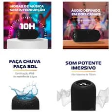 Caixa Bluetooth 30W Amet Box Encore IPX6 10h USB Cartão TF Portátil