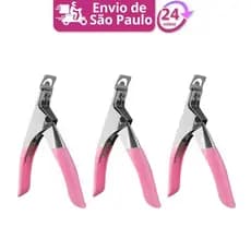 Kit com 3 Alicates Cortador De Unhas Uv Gel Tips Acrílicas Postiças Profissional Manícure Mãos