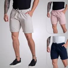Kit 3 Bermudas Sarja de Brim Mauricinho Short Casual Masculino