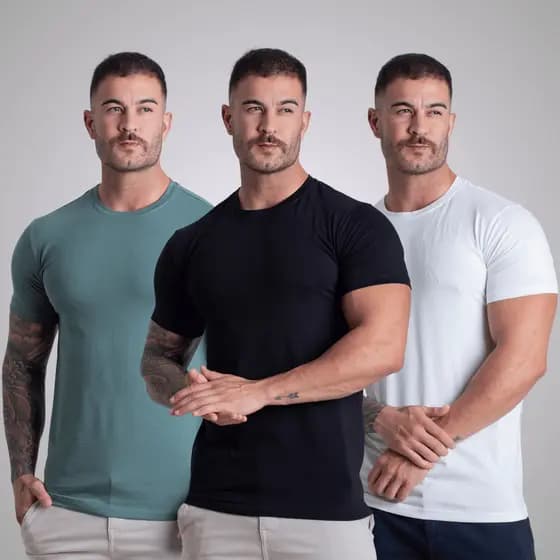 Kit 3 Camiseta Algodão Egípcio Malha Premium Masculina Camisa Original