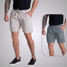 kit 2 Short Mauricinho Sarja Brim Bermuda Mauricinho Masculina Lisa Básica Casual Verão.