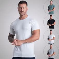 Kit 5 Camiseta Algodão Egípcio Com Elastano Original Shopping Camisa Masculina Básica Lisa