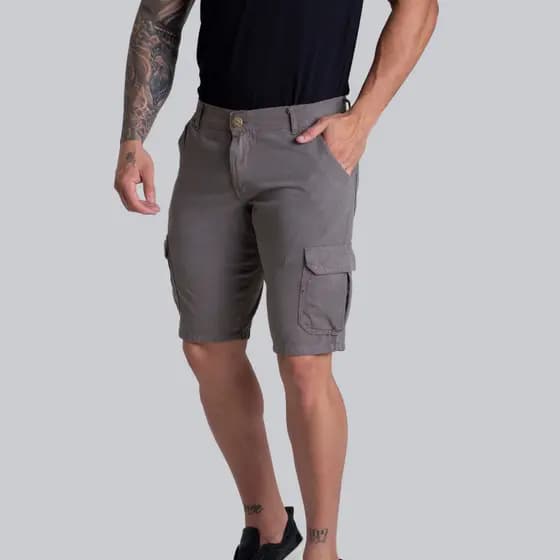 Bermuda Cargo Sarja Brim Com Bolso Lateral Masculina