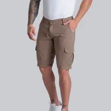 Bermuda Sarja Cargo De Brim Tradicional Bolso Lateral Masculina.