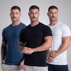 kit 3 Camiseta Algodão Egípcio Original Com Elastano Camisa Masculina Lisa Básica. T-Shirt Malha.