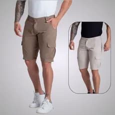 Kit 2 Bermudas Cargo Sarja Brim Com Bolsos Laterais Masculina