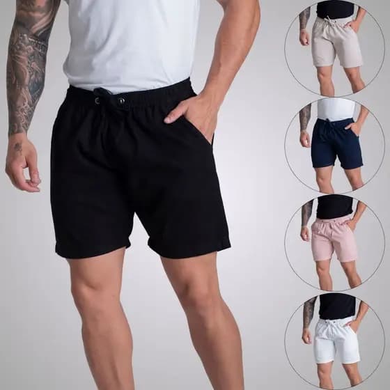 Kit 5 Short Sarja Brim Mauricinho Bermuda Casual Masculina