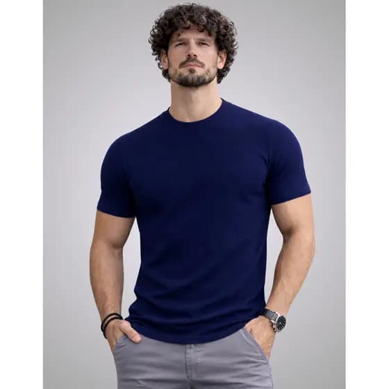 Camiseta Texturizada Casual Camisa Textura Waffer Slim Masculina