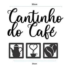 Kit Cantinho do Café 4 Peças com 30cm Decoração para Cozinha