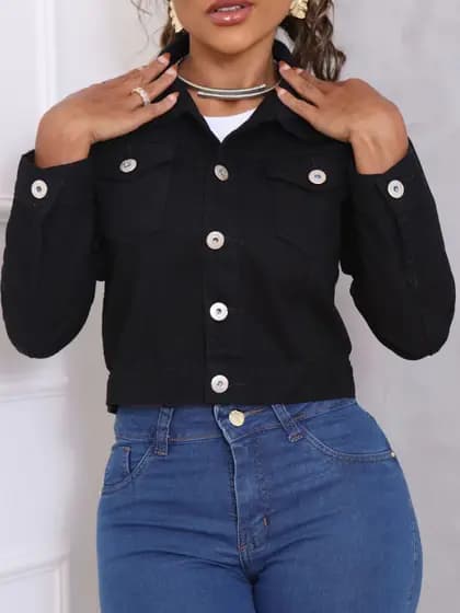 Jaqueta Cropped Feminina Jeans Tendência
