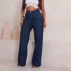 Calça Jeans Feminina Wide Leg Cintura Alta – Casual, Moderna, Confortável