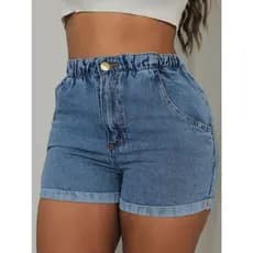 Shorts Jeans Feminino com Elástico no Cós