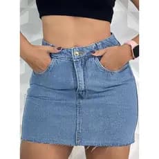 MINI SAIA COM BRILHO JEANS