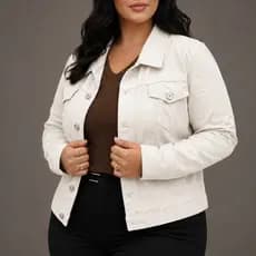 Jaqueta Plus Size Feminina Sarja 100% Algodão Tendência