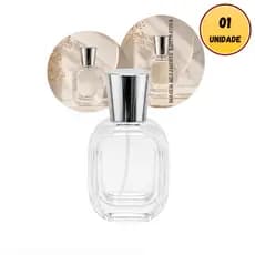 01 Porta Perfume Amber Cristal 50ml Luxo Com Tampa Prata Premium