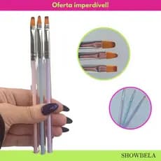 Kit 3 Pincéis Pastéis Para Alongamento de Unhas