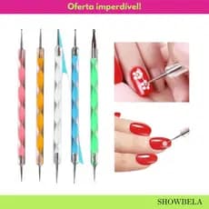 Kit 5 Boleadores Ponta Dupla Para Decoração De Unha