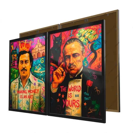 Quadros Gângster Arte Money Frases Motivacionais Moldura e Vidro