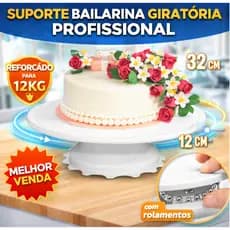 Suporte Bailarina Giratória Reforçada para Bolo 32cm | Confeitaria Profissional até 12kg