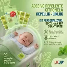Adesivo Repelente  Repellik Contra Insetos e Mosquitos Longa Duração Proteção Infantil - LIKLUC