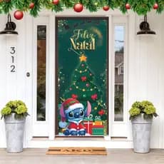 Capa Para Porta Decorativa Sublimado Em Tecido 0,85x2,10m Tema Natal Varias Estampas Tecido De Qualidade