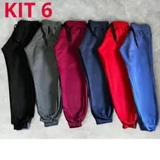 6 Calças Moletom Infantil Flanelado Jogger Cordão Ajustável