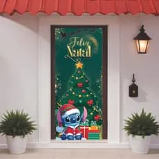 Capa de Porta Decorativa Efeito Sublimado Realista Natal 0,85x2,10