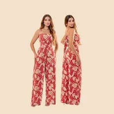 Macacão Pantalona Feminino Alça Ajustável, elegante