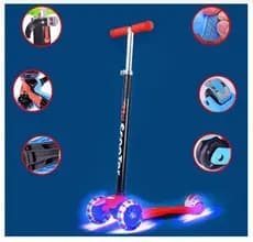 Patinete Infantil com 4 Rodas Em Gel e Luzes de Freio Duplo AZUL - Patinete com LED: Rodas Brilhantes