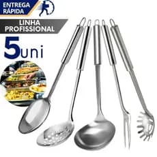 Jogo de Utensílios de Cozinha Colher Escumadeira Concha Pegador de Massa Garfo Buffet Restaurante