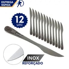 Jogo de Talheres Faqueiro 12 Faca de Mesa 100% Inox Reforçado Luxo Restaurante Padaria Buffet
