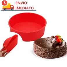 Forma Redonda Silicone Antiaderente 24cm Assar Bolo Torta Quiche Forno Air Fryer