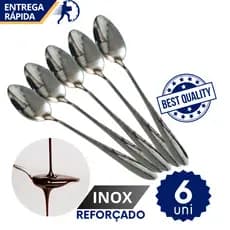 Kit Jogo 6 Colheres de Sobremesa 100% Aço Inox