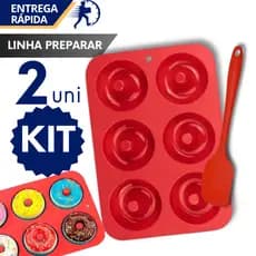 Forma de Silicone Mini Donuts Espátula Pão Duro 21cm Antiaderente Flexível e Resistente