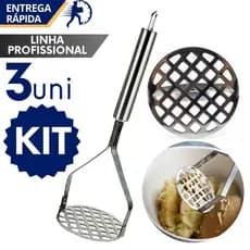 Amassador Manual Espremedor de Batatas Inox Reforçado Prático Fejão Legumes Purê